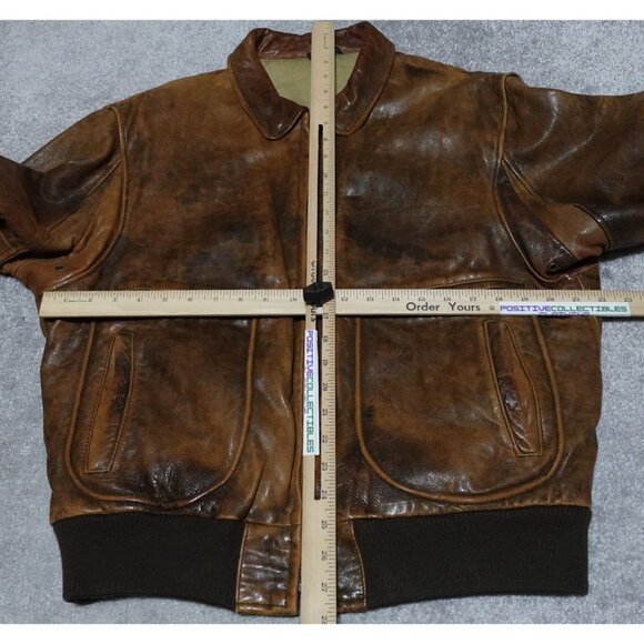 Vintage 1987 Leathertown Bomber Jacket Men's Size 42 Brown Zip Pockets Outdoor - Picture 8 of 9